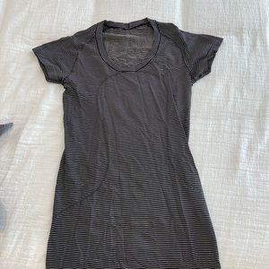 Black and White Striped Swiftly Tech Short sleeve